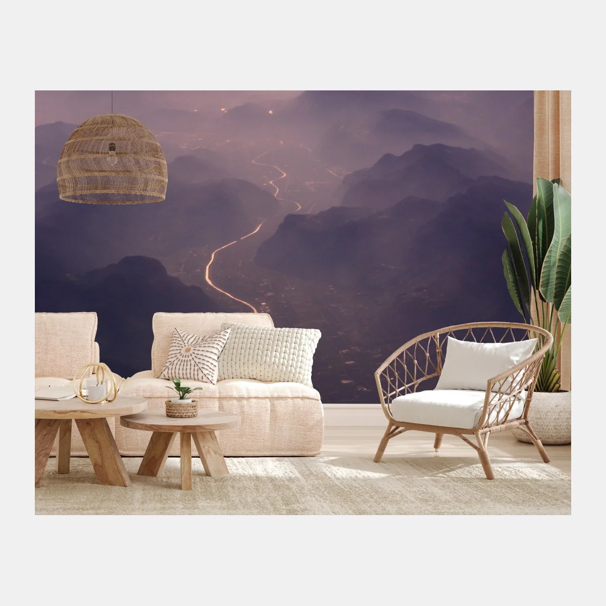 Carta da parati valle nebbiosa al crepuscolo • Wallissimo® Carta da parati valle nebbiosa al crepuscolo • Wallissimo®