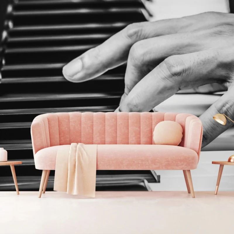 Carta da parati mani sul pianoforte in bianco e nero