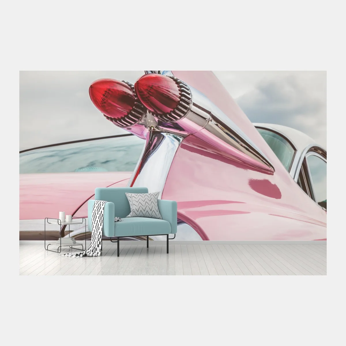 Carta da parati eleganza retrò: coda a pinna di auto d'epoca • Wallissimo® Carta da parati eleganza retrò: coda a pinna di auto d'epoca • Wallissimo®