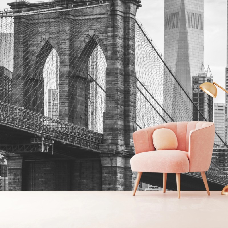 Carta da parati ponte di Brooklyn e skyline di New York in bianco e nero