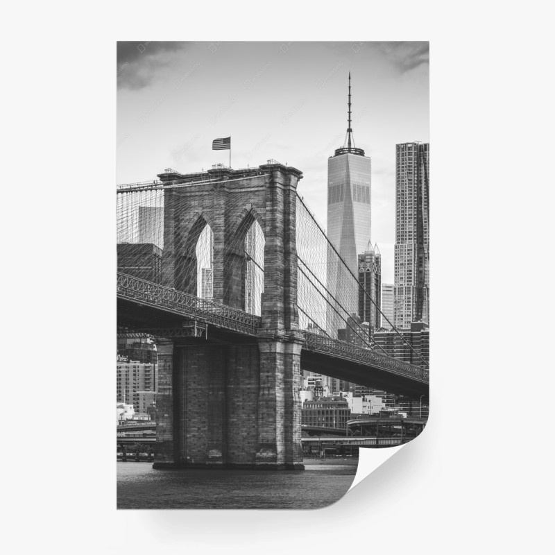 Carta da parati ponte di Brooklyn e skyline di New York in bianco e nero