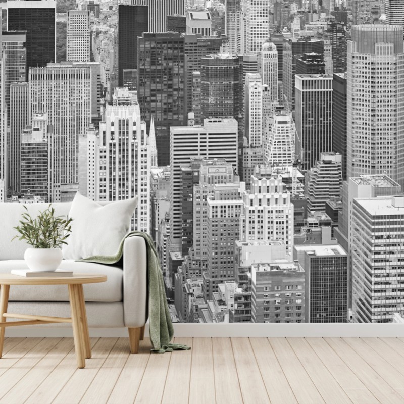 Carta da parati skyline iconico di New York in bianco e nero