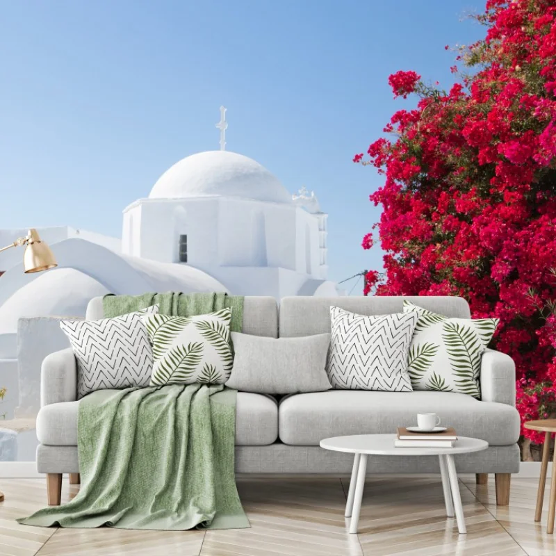 Carta da parati scorcio mediterraneo fiorito