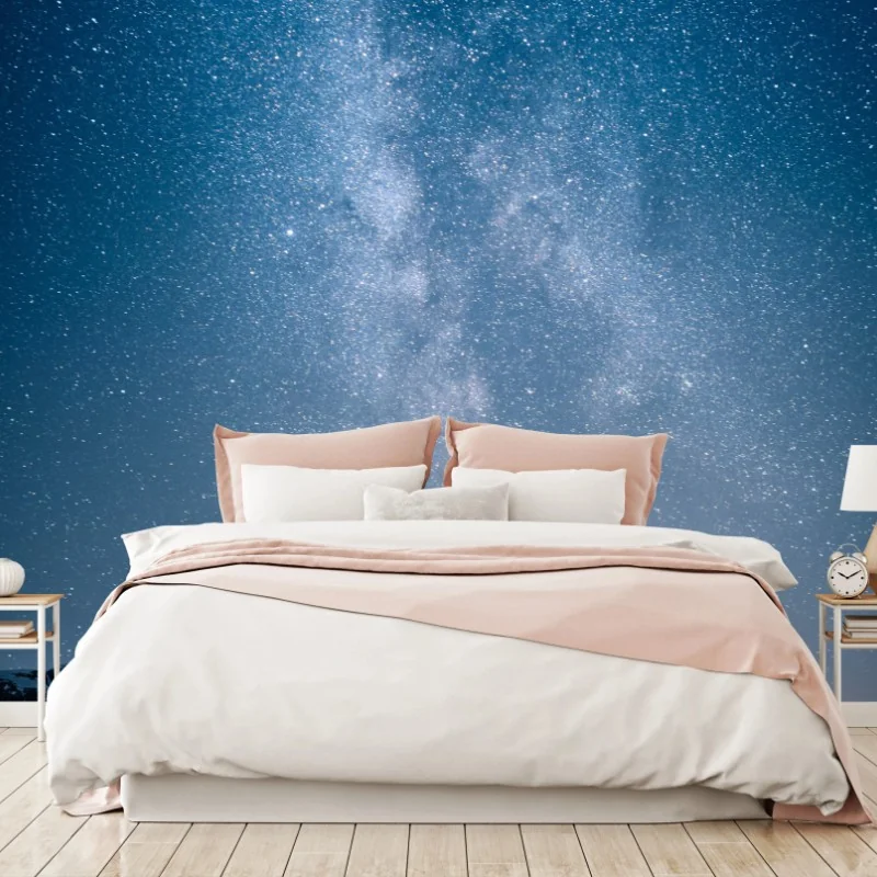 Carta da parati cielo della Via Lattea sopra montagne e fiume