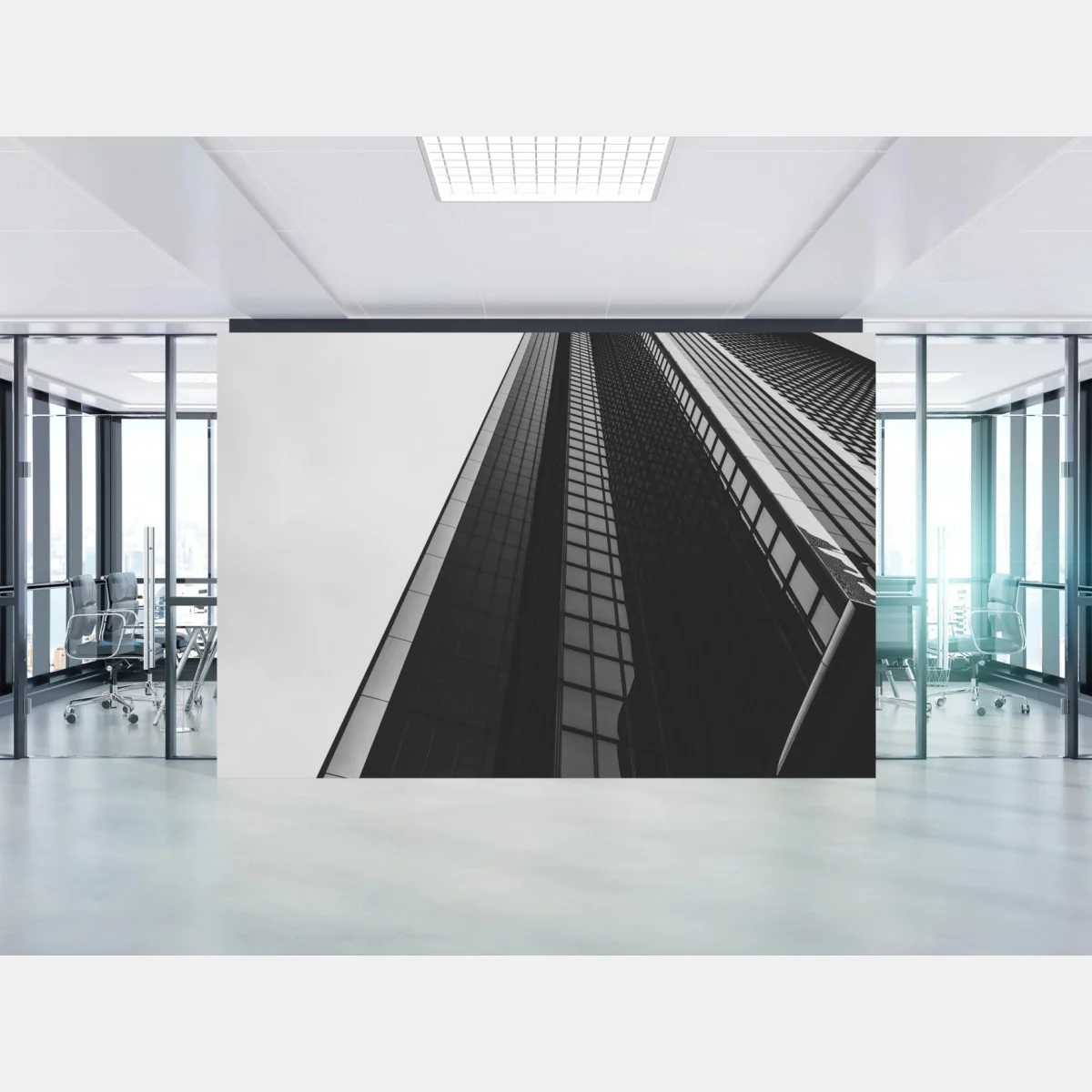 Carta da parati prospettiva verticale di un grattacielo moderno • Wallissimo® Carta da parati prospettiva verticale di un grattacielo moderno • Wallissimo®