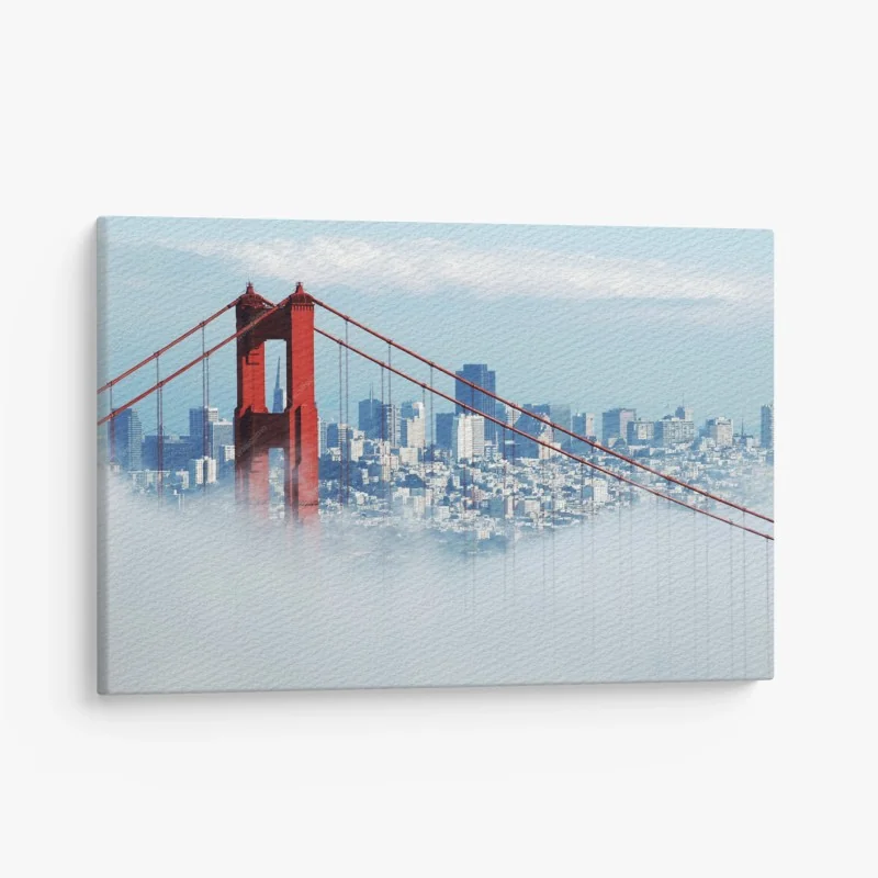 Quadro su tela Golden Gate immerso nella nebbia su San Francisco