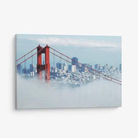 Quadro su tela Golden Gate immerso nella nebbia su San Francisco • Wallissimo®