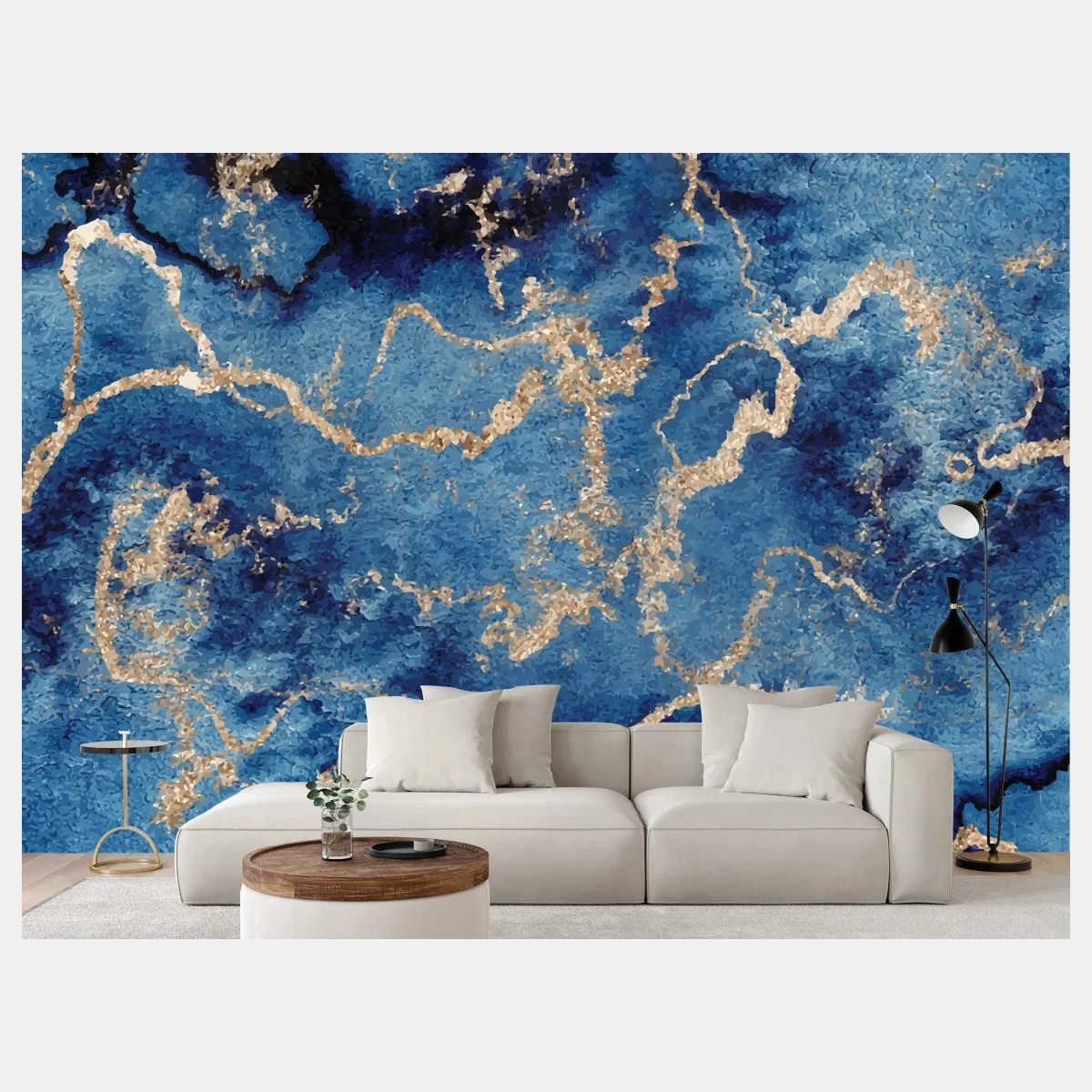 Carta da parati marmo blu con venature dorate • Wallissimo® Carta da parati marmo blu con venature dorate • Wallissimo®