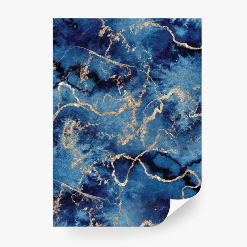 Carta da parati marmo blu con venature dorate