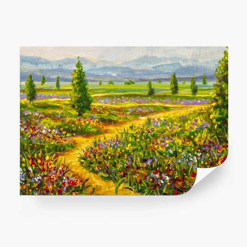 Carta da parati sentiero fiorito in campagna