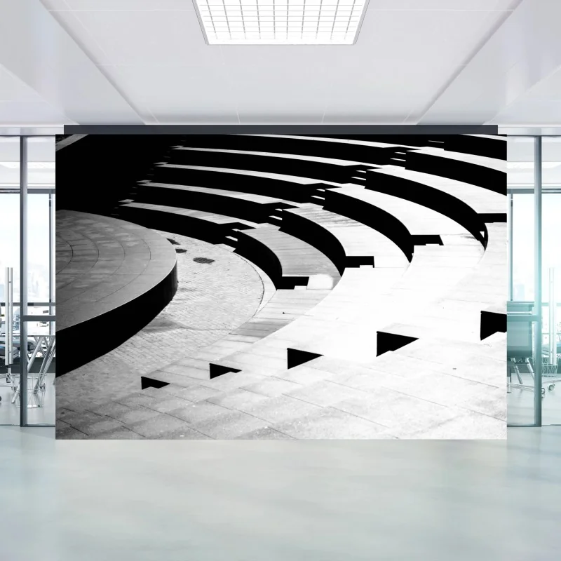 Carta da parati geometrie architettoniche in bianco e nero