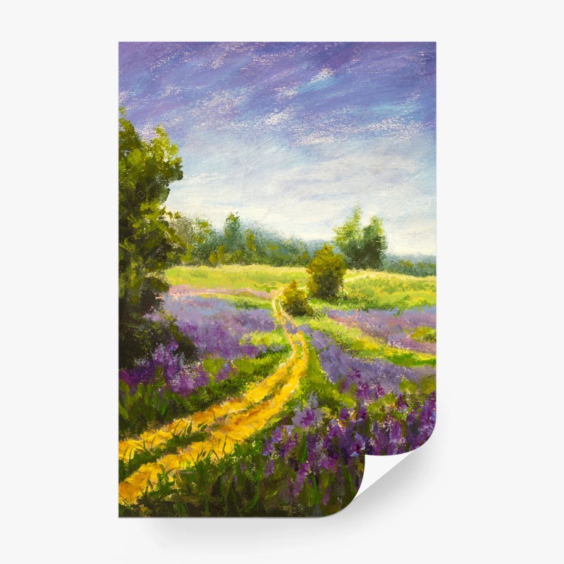 Carta da parati sentiero tra i campi di lavanda al sole
