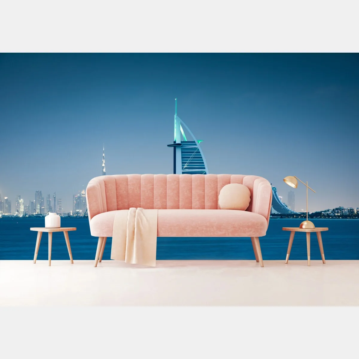 Carta da parati notte su Dubai: profilo di Burj Al Arab • Wallissimo® Carta da parati notte su Dubai: profilo di Burj Al Arab • Wallissimo®