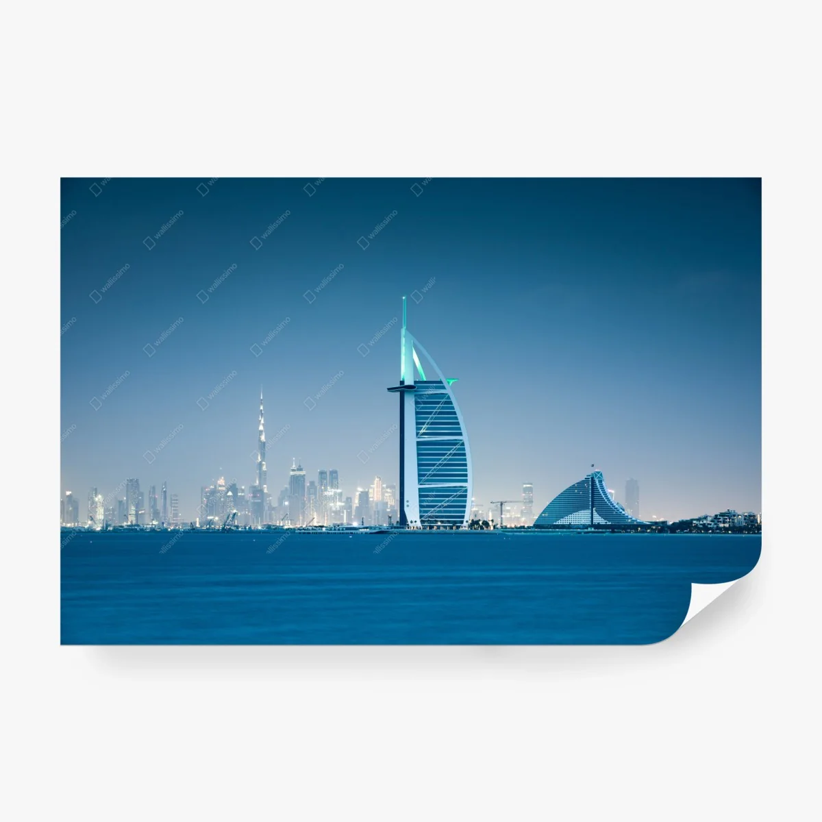 Carta da parati notte su Dubai: profilo di Burj Al Arab • Wallissimo® Carta da parati notte su Dubai: profilo di Burj Al Arab • Wallissimo®