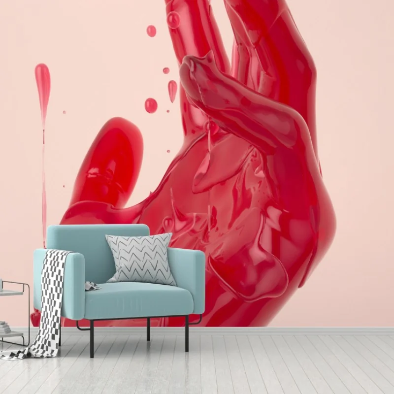 Carta da parati mano liquefatta in rosso lucido