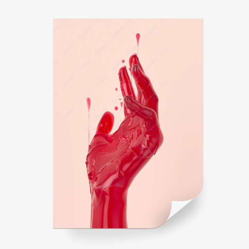 Carta da parati mano liquefatta in rosso lucido