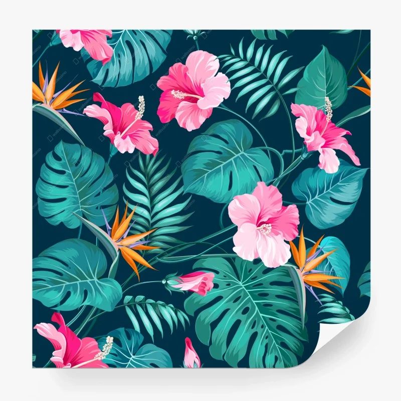 Carta da parati giungla tropicale in fiore