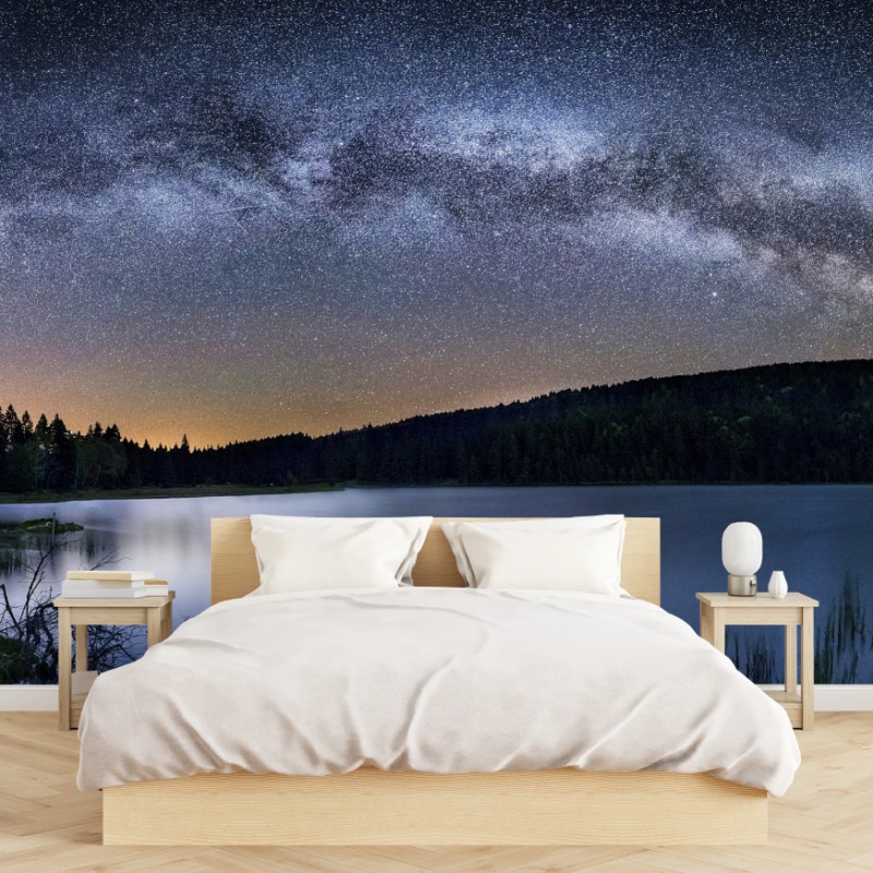 Carta da parati notte stellata sul lago