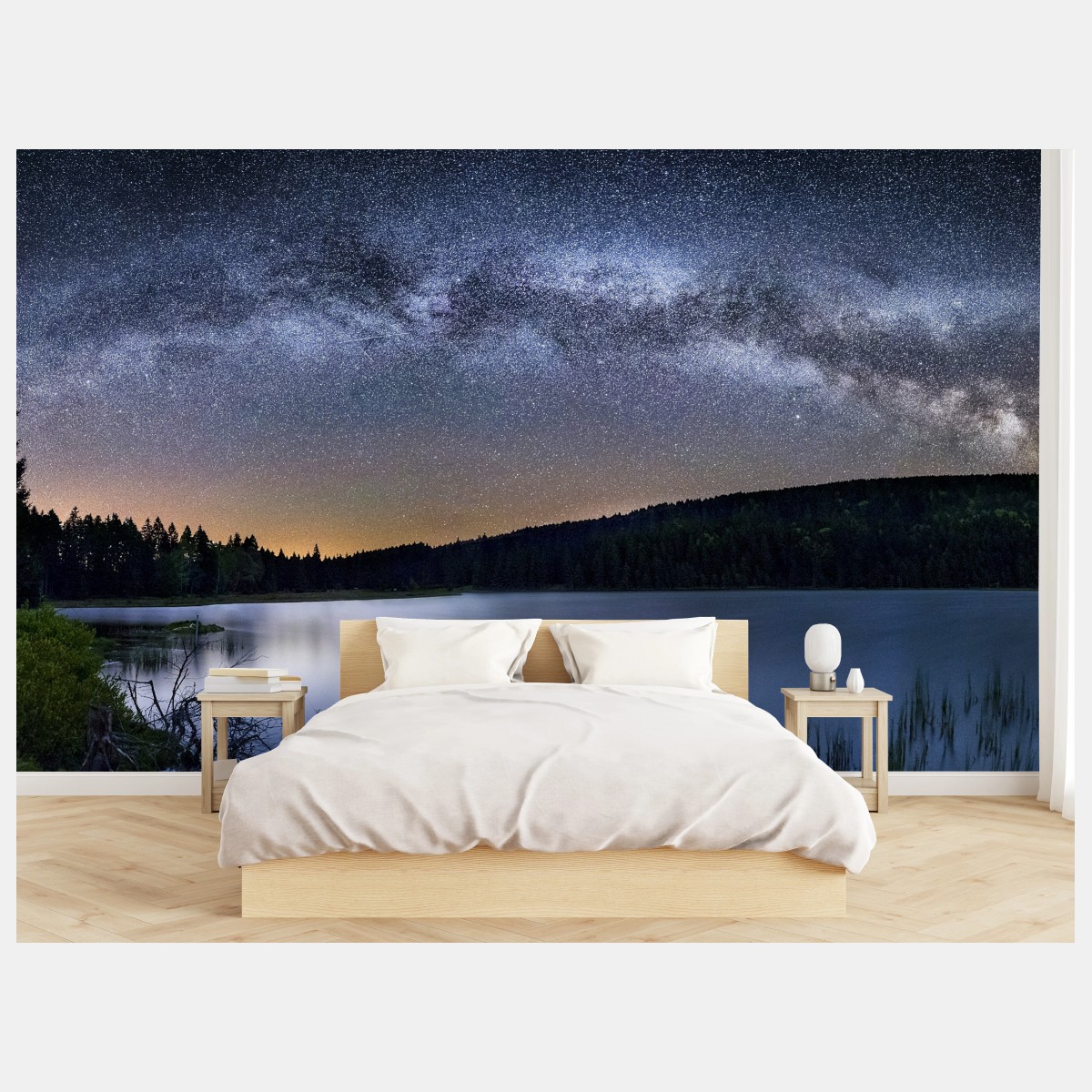 Carta da parati notte stellata sul lago • Wallissimo® Carta da parati notte stellata sul lago • Wallissimo®