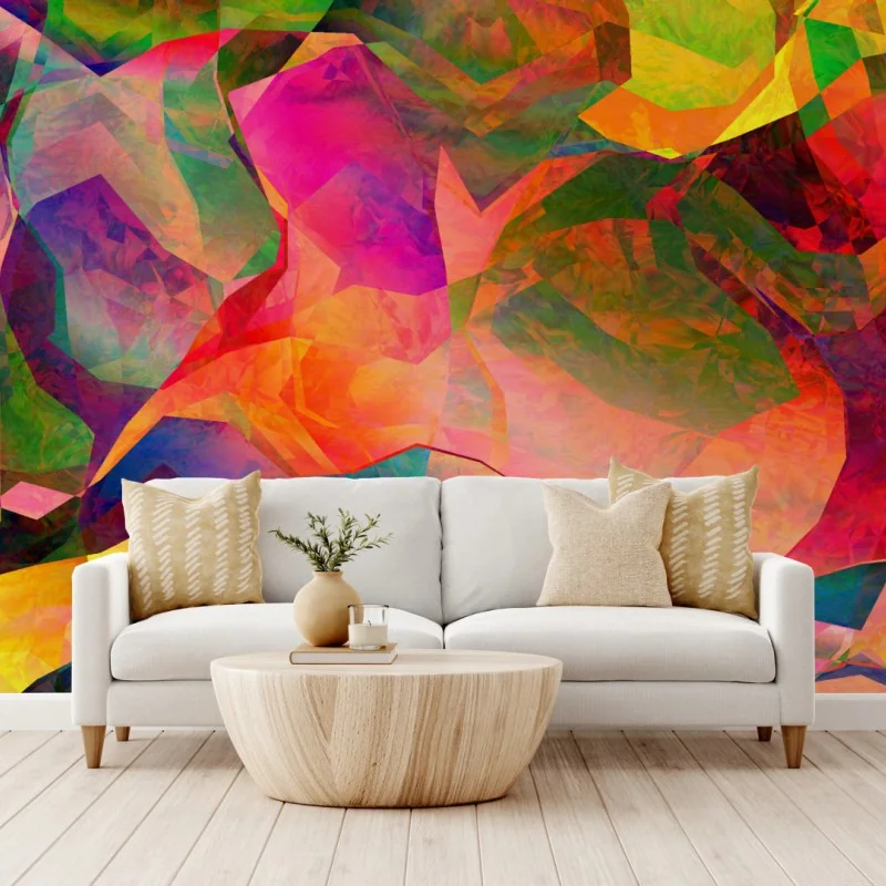 Carta da parati esplosione astratta di colori geometrici • Wallissimo®