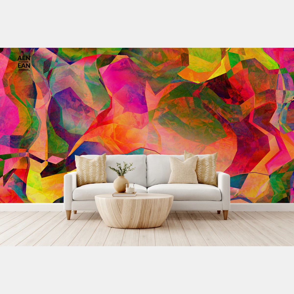 Carta da parati esplosione astratta di colori geometrici • Wallissimo®