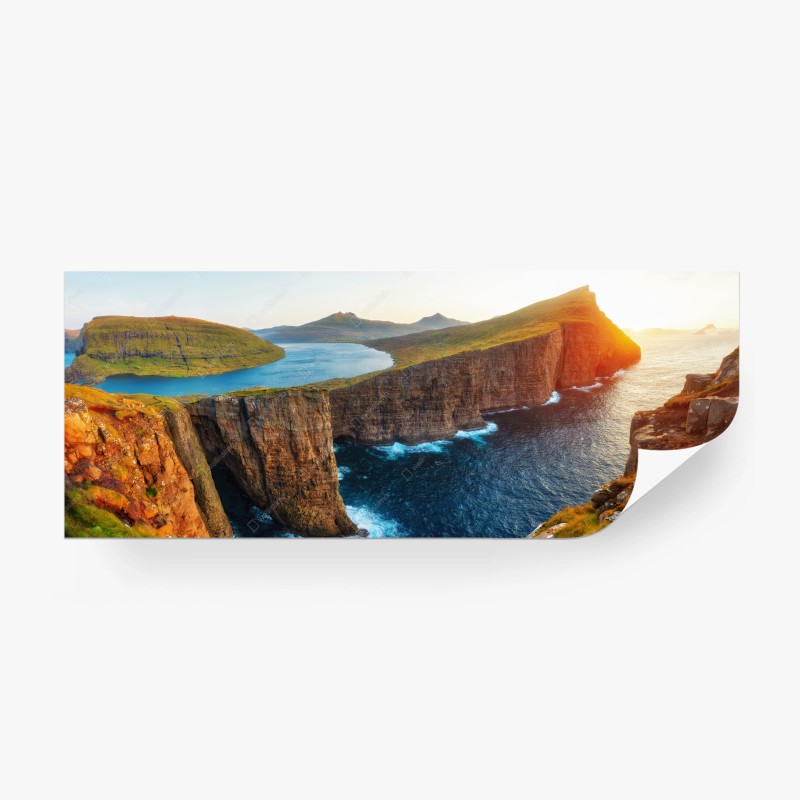 Carta da parati panorama drammatico di Sorvagsvatn, Isole Faroe