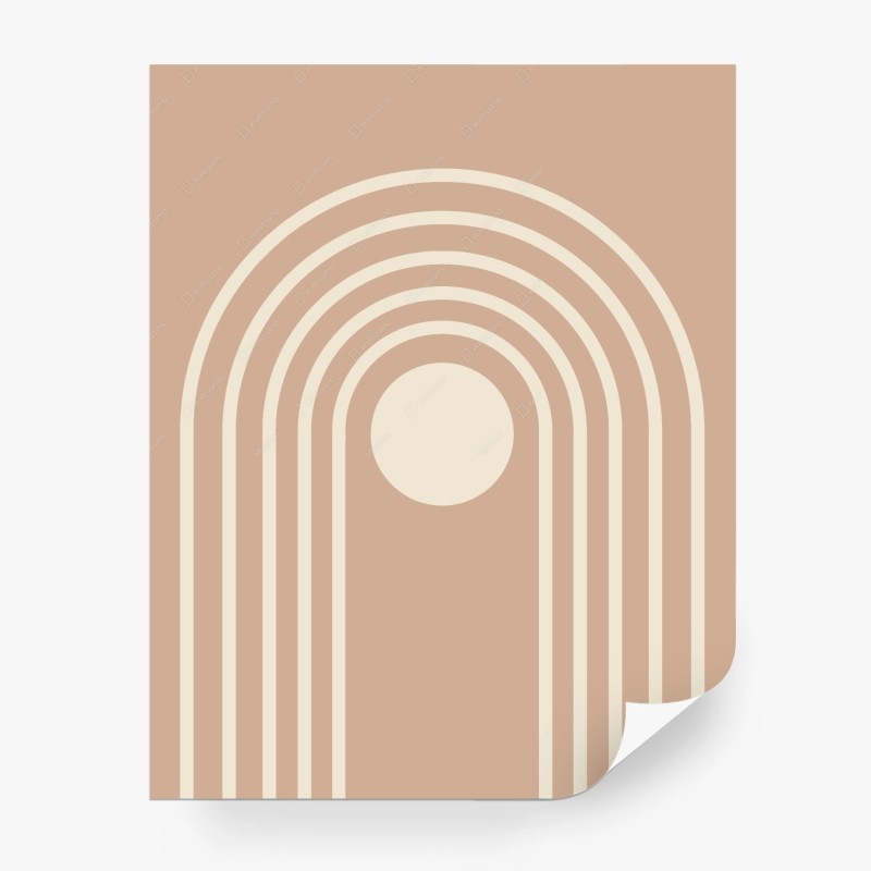 Carta da parati arcate solari minimaliste in toni terracotta