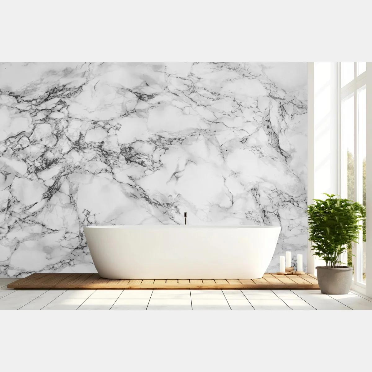 Carta da parati effetto marmo bianco venato elegante • Wallissimo® Carta da parati effetto marmo bianco venato elegante • Wallissimo®