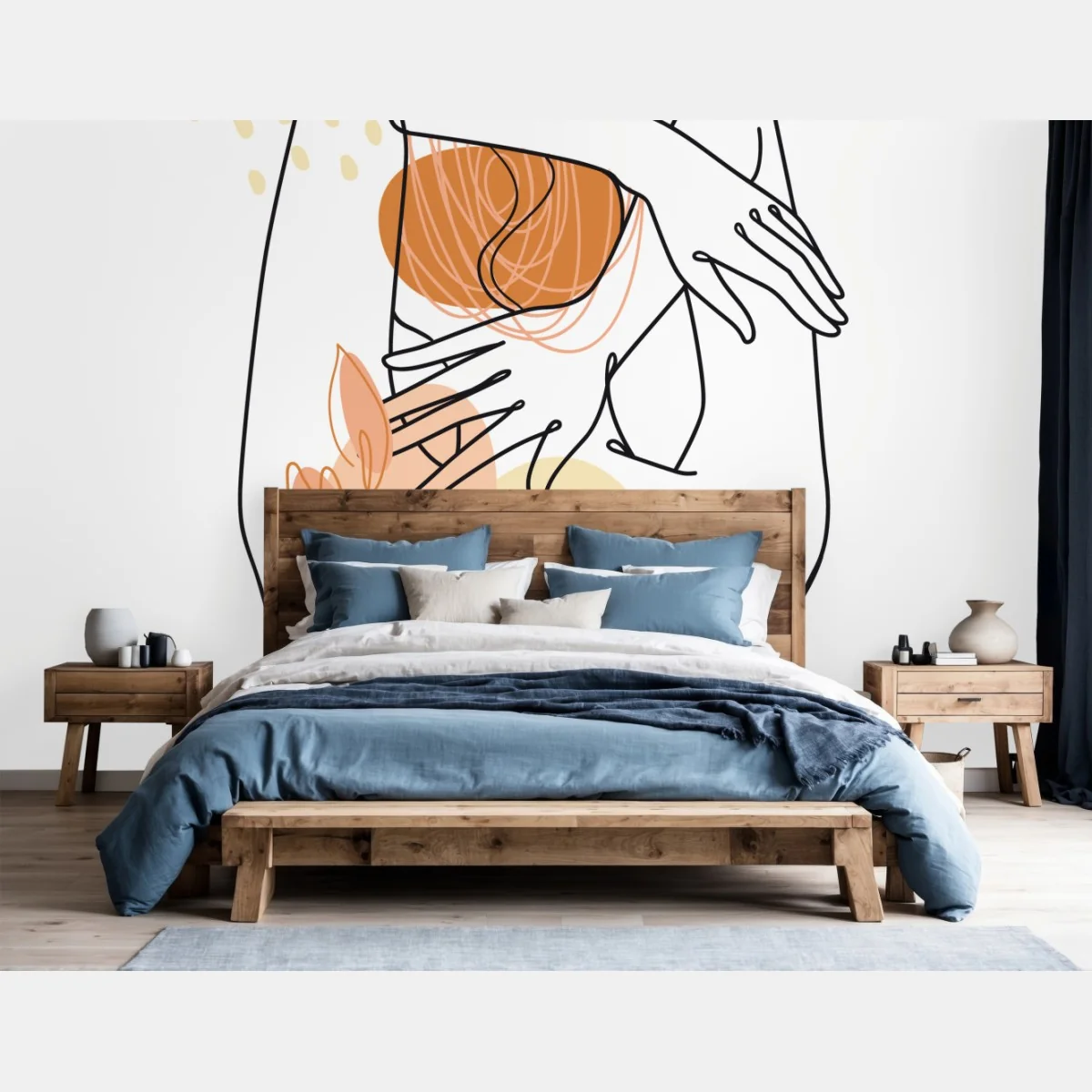 Carta da parati silhouette femminile minimal con motivo botanico • Wallissimo® Carta da parati silhouette femminile minimal con motivo botanico • Wallissimo®