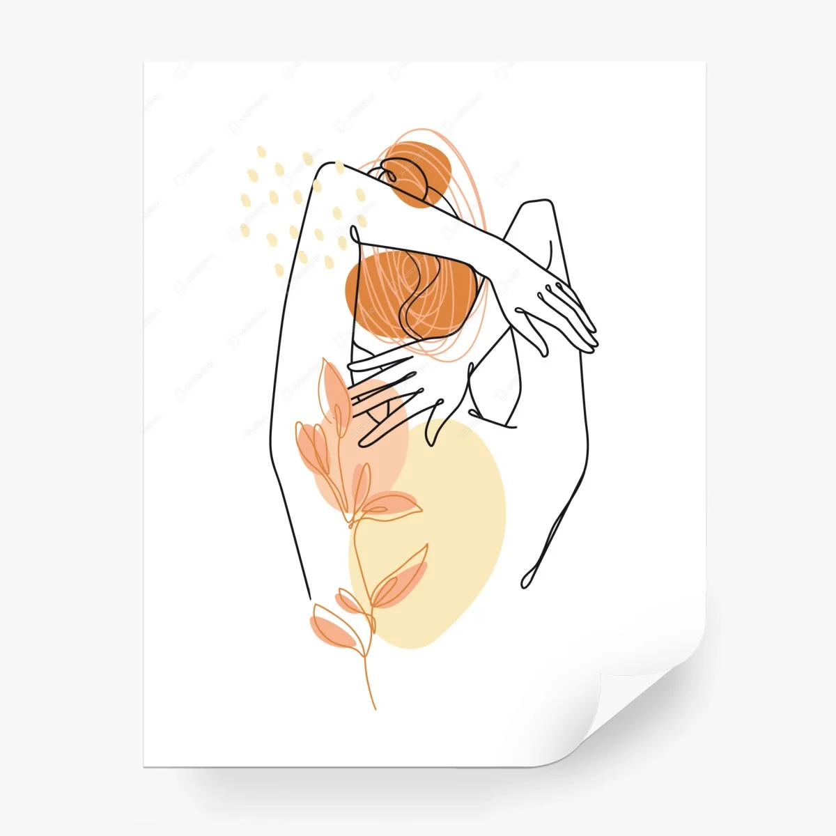 Carta da parati silhouette femminile minimal con motivo botanico • Wallissimo® Carta da parati silhouette femminile minimal con motivo botanico • Wallissimo®