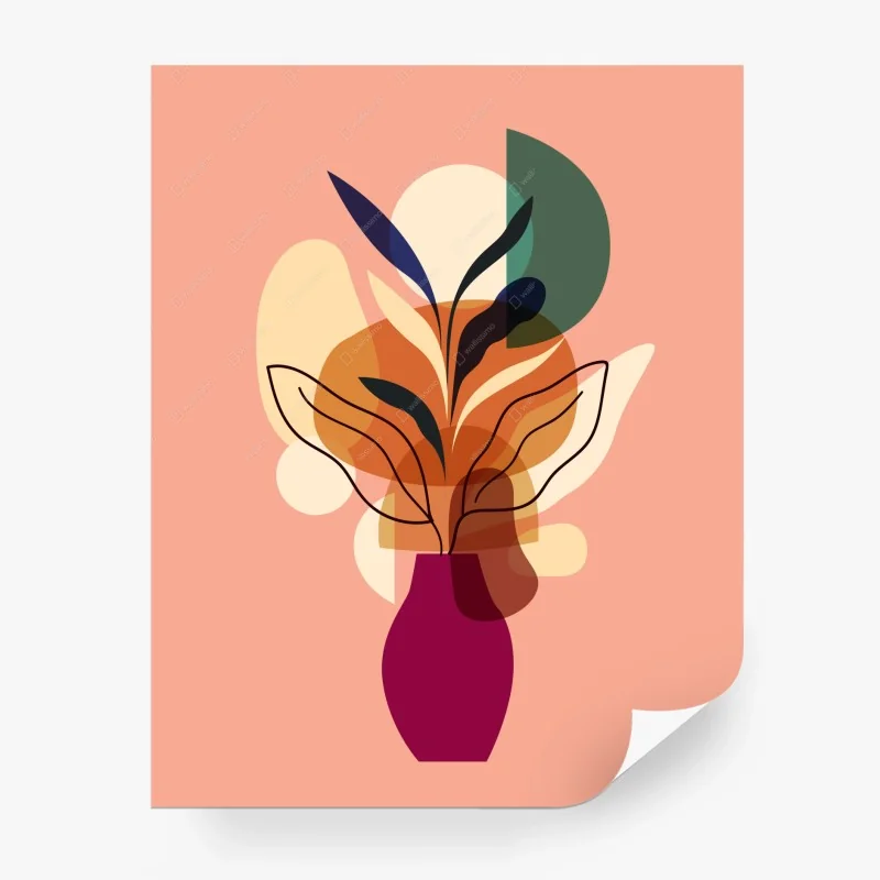 Carta da parati composizione botanica astratta in vaso