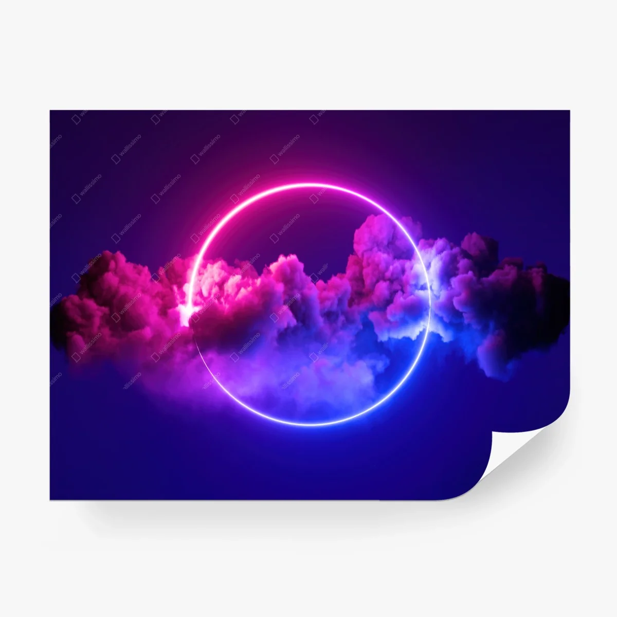 Carta da parati anello neon su nuvole eteree • Wallissimo®