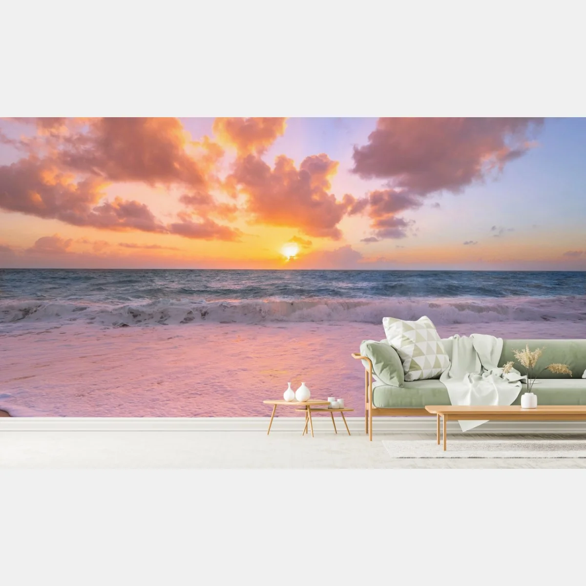 Carta da parati tramonto dorato sulla spiaggia • Wallissimo® Carta da parati tramonto dorato sulla spiaggia • Wallissimo®