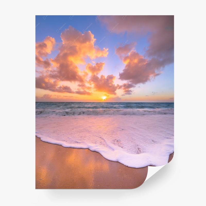 Carta da parati tramonto dorato sulla spiaggia