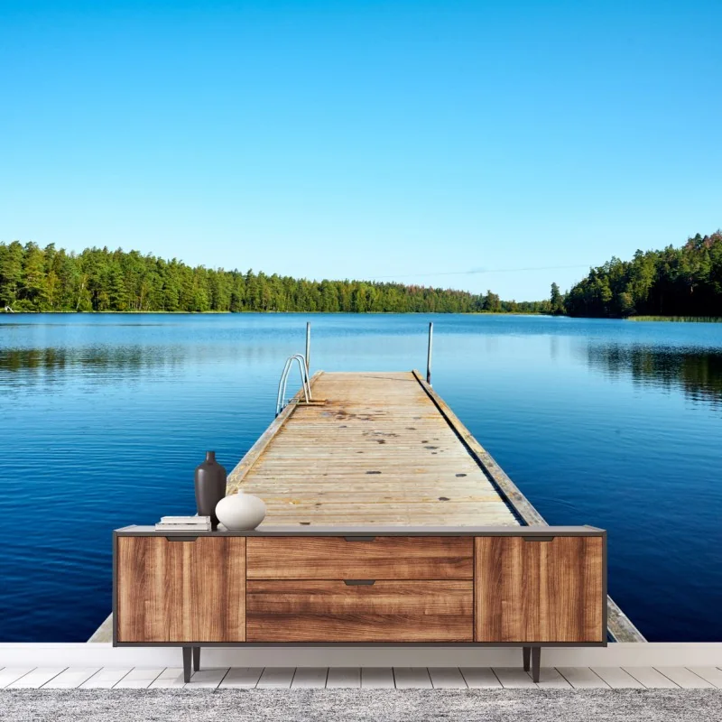Carta da parati molo verso il lago sereno