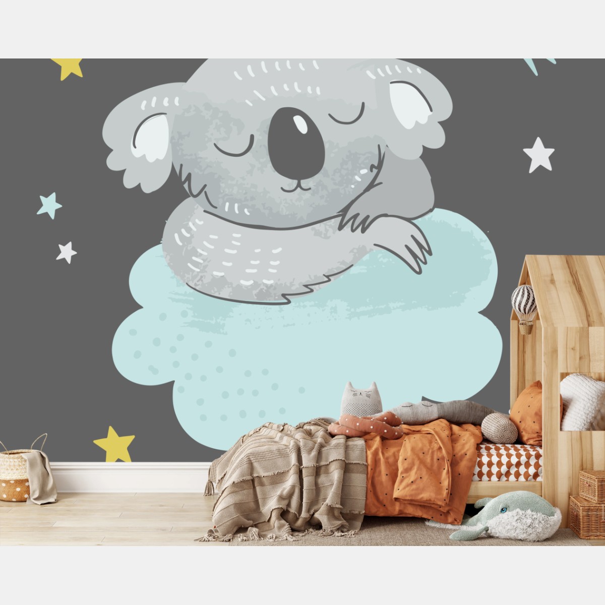 Carta da parati koala sognante su nuvola • Wallissimo® Carta da parati koala sognante su nuvola • Wallissimo®