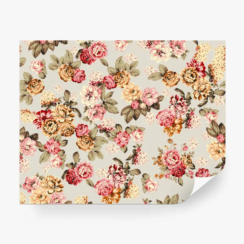 Carta da parati elegante motivo floreale vintage su fondo beige