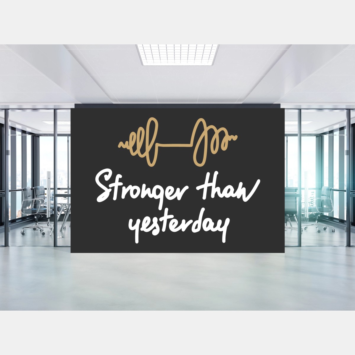 Carta da parati scritta motivazionale stronger than yesterday in stile calligrafico • Wallissimo® Carta da parati scritta motivazionale stronger than yesterday in stile calligrafico • Wallissimo®