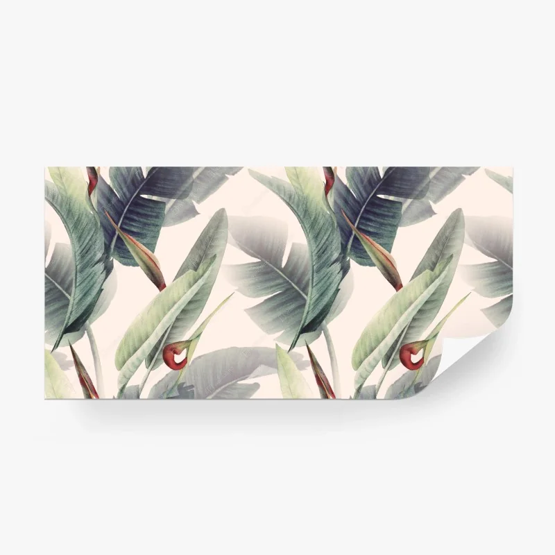 Carta da parati foglie tropicali acquerellate su sfondo chiaro