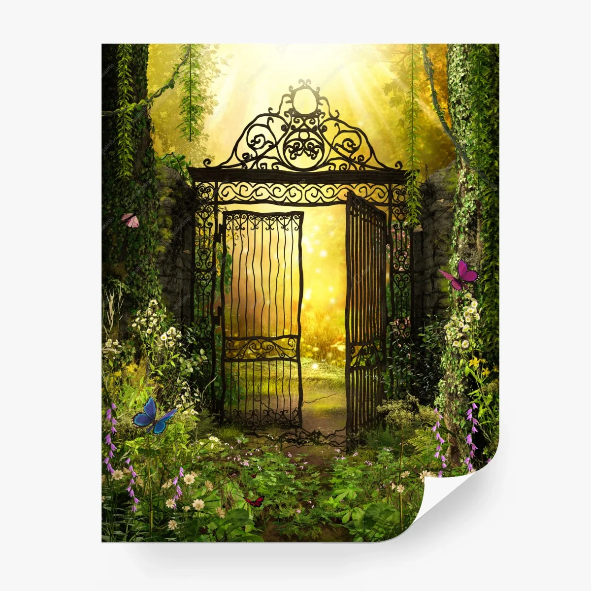 Carta da parati ingresso al giardino segreto illuminato • Wallissimo®