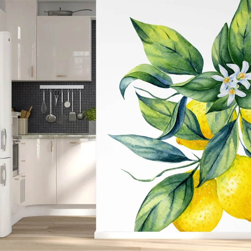 Carta da parati ramo di limoni in acquerello
