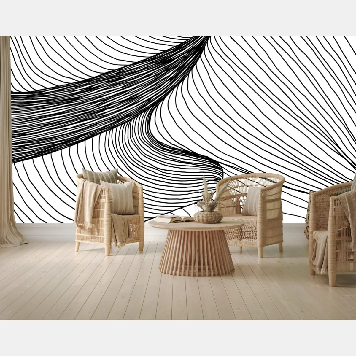 Carta da parati dune astratte in bianco e nero • Wallissimo® Carta da parati dune astratte in bianco e nero • Wallissimo®