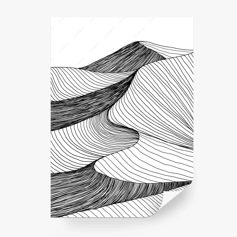 Carta da parati dune astratte in bianco e nero • Wallissimo® Carta da parati dune astratte in bianco e nero • Wallissimo®