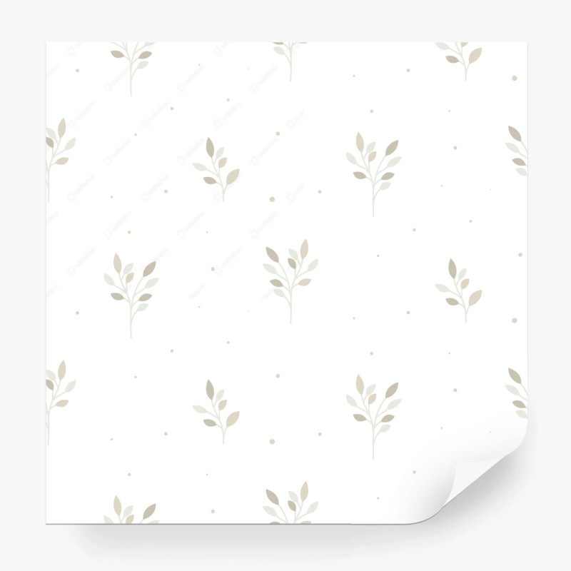 Carta da parati motivo di foglie delicate su sfondo bianco