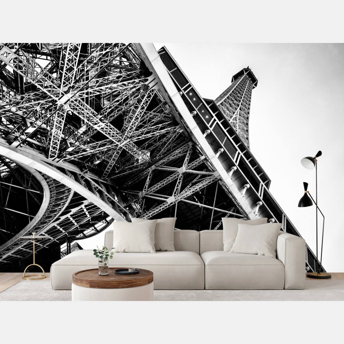 Carta da parati prospettiva architettonica della Torre Eiffel • Wallissimo®
