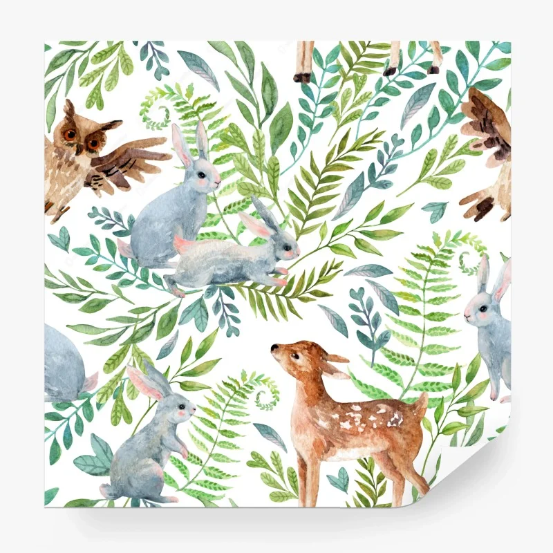 Carta da parati magico motivo boschivo acquerellato