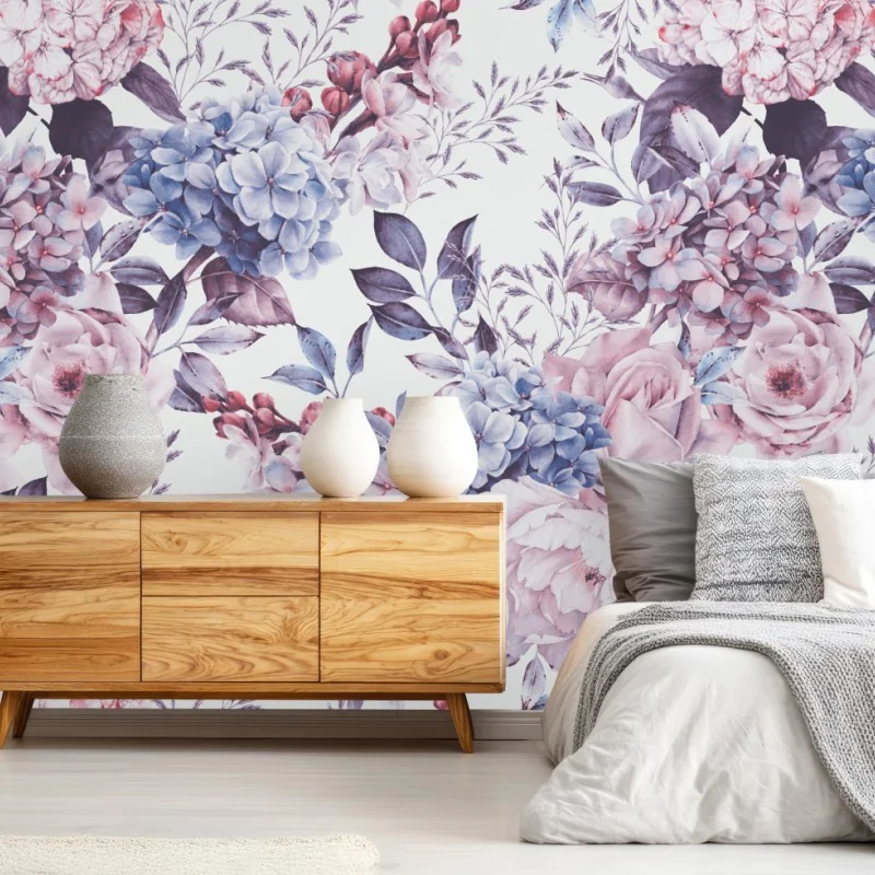 Carta da parati bouquet acquerellato in tonalità pastello