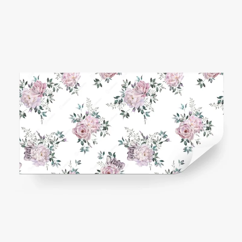 Carta da parati motivo floreale acquerellato romantico