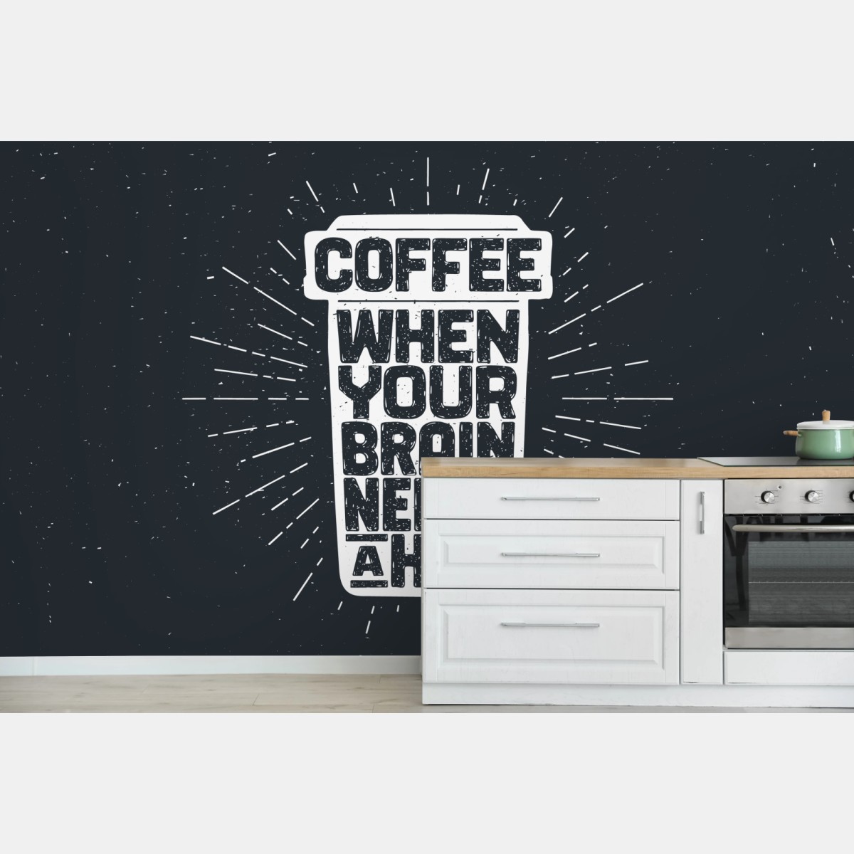 Carta da parati abbraccio al caffè: grafica tipografica vintage • Wallissimo®