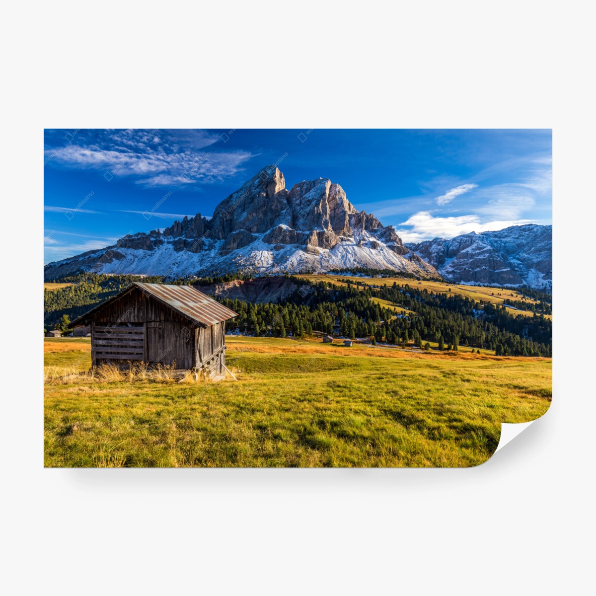 Carta da parati vista maestosa del Sass de Putia nelle Dolomiti • Wallissimo®